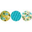Wall decals 3 floral ornamental circles blue trend - ambiance-sticker.com