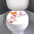 WC wall decals -Wc flap decal with the colored butterflies - ambiance-sticker.com