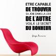 Wall decals with quotes - Wall decal quote Etre capable de trouver sa joie ...- decoration - ambiance-sticker.com