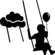 Wall decals for kids - Little girl on a swing wall decal - ambiance-sticker.com