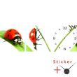 Clock Wall decals - Wall decal Ladybugs on a plant - ambiance-sticker.com