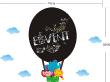 Wall decals Chalckboards & Whiteboards - Wall decal Wall decal Hot-air balloon chalkboard - ambiance-sticker.com