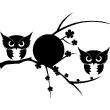 Animals wall decals - Silhouette owls on a branch Wall decal - ambiance-sticker.com