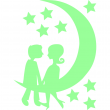 Love  wall decals - Wall decal Silhouette couple on the moon - ambiance-sticker.com