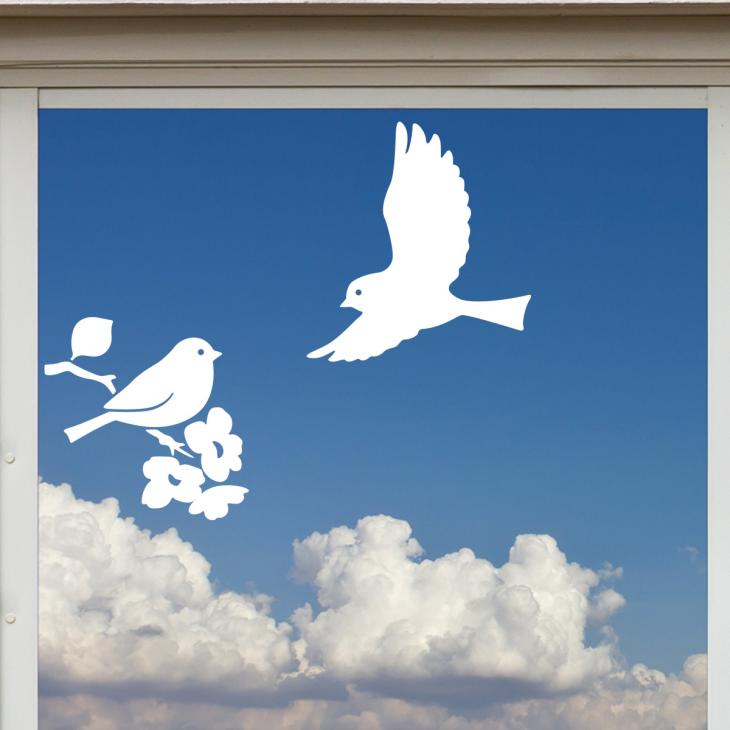 Electrostatic Pair of birds stickers - ambiance-sticker.com