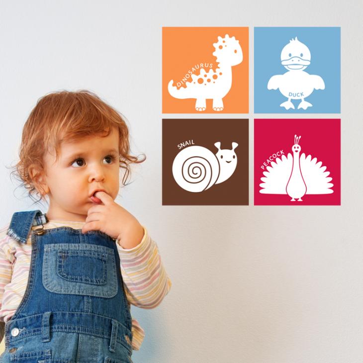 Wall decals for babies  4 cubes with animals, set 2  wall decal - ambiance-sticker.com