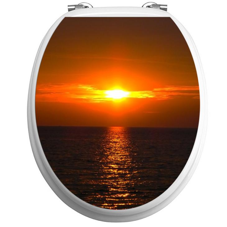 WC wall decals -Wc flap decal Sunset at the sea - ambiance-sticker.com