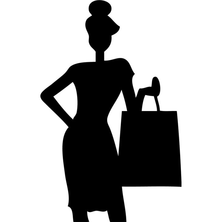 Wall decals Chalckboards - Wall decal Lady doing shopping - ambiance-sticker.com