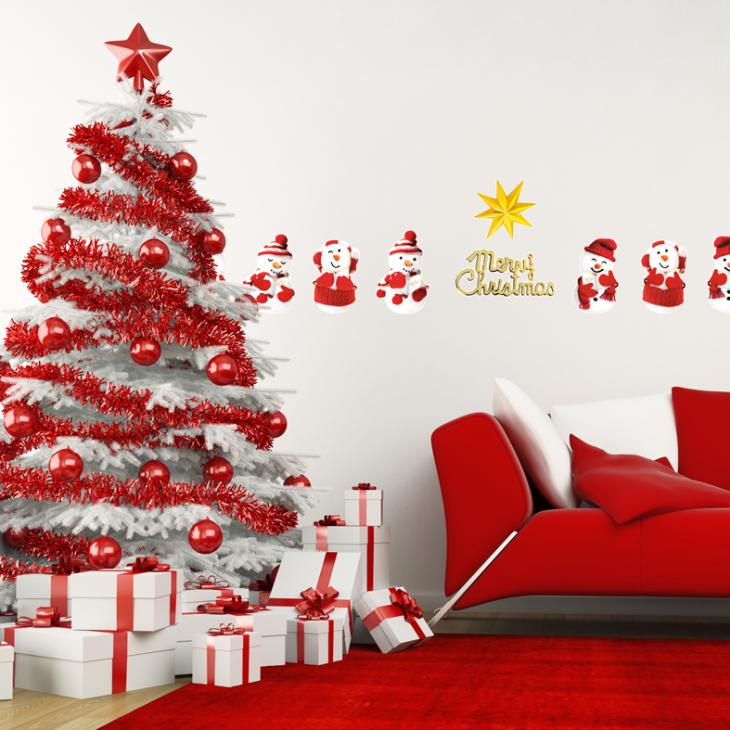 Wall decal Snowman dressed for Christmas - ambiance-sticker.com