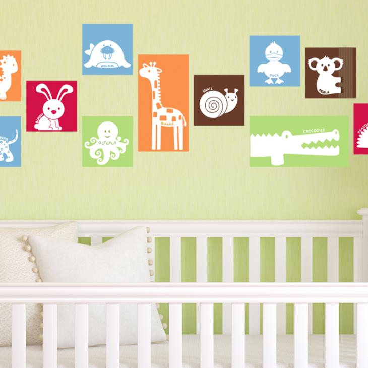 Wall decals for babies  Cubes with animals wall decal - ambiance-sticker.com