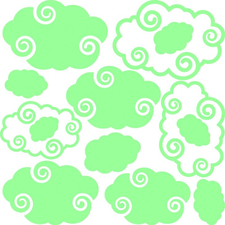 phosphorescent wall decals - Wall decal Fluffy clouds - ambiance-sticker.com
