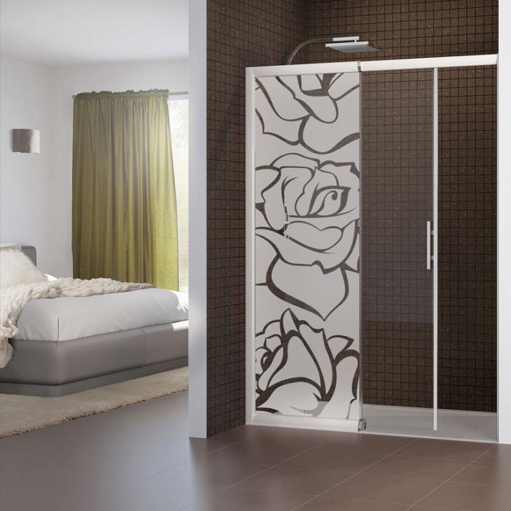 Wall decals for doors -Shower door wall decal Roses - ambiance-sticker.com
