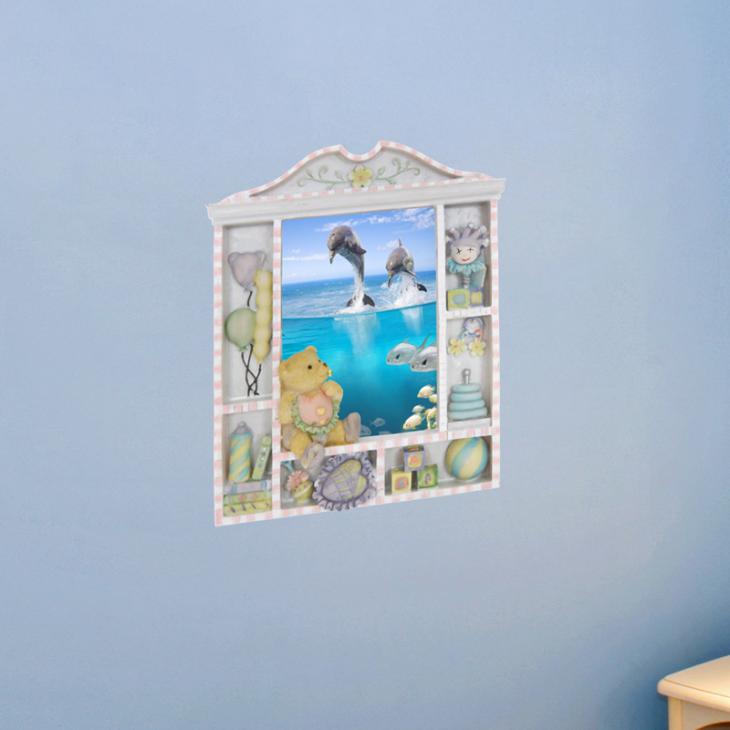 Wall decals landscape - Wall decal Jumping Dolphins - ambiance-sticker.com