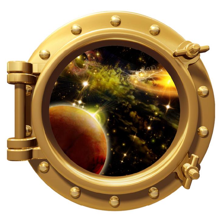 Wall decals Fantastic Deep Space in porthole - ambiance-sticker.com