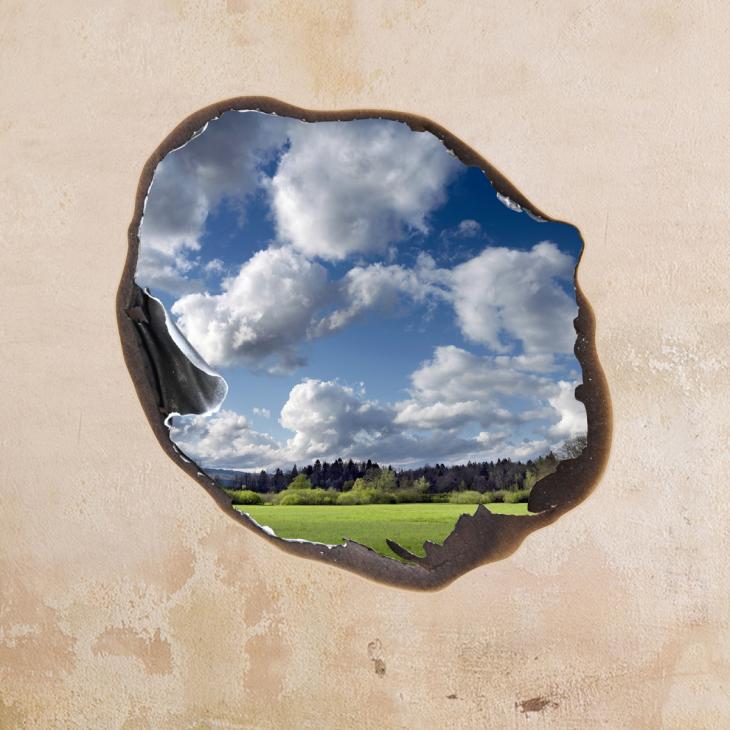 Wall decals landscape - Wall decal Clouds in the hole - ambiance-sticker.com