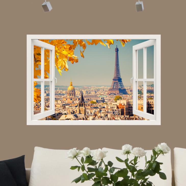 Wall decals landscape - Wall decal Paris in gold - ambiance-sticker.com