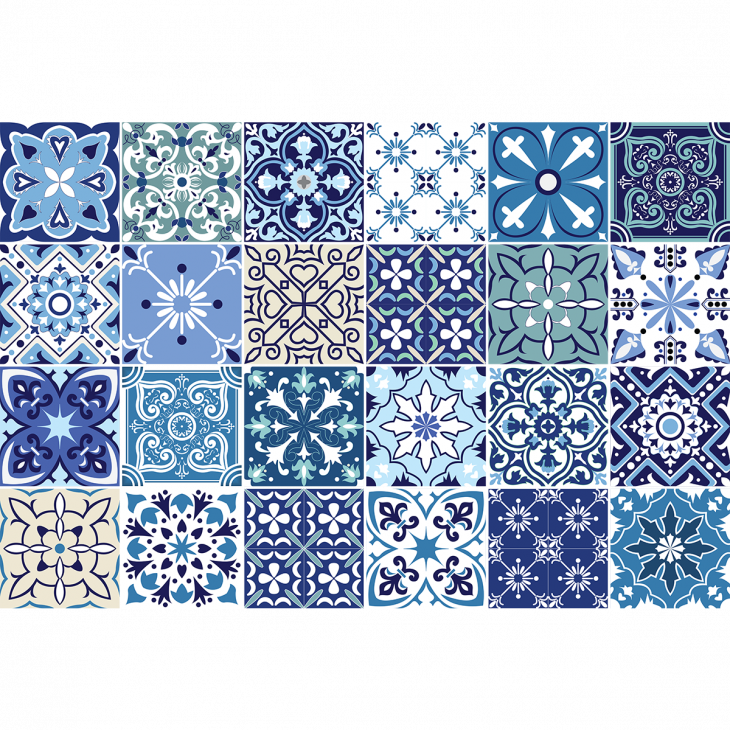stickers carreaux de ciment - 24 stickers carrelages azulejos sacranio - ambiance-sticker.com