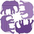 Stickers muraux pour les enfants - Sticker 4 striped elephants-purple - ambiance-sticker.com