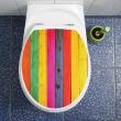 Stickers muraux pour WC - Sticker abattant toilette bois multi couleurs - ambiance-sticker.com