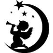 Stickers de silhouettes et personnages - Sticker Ange assis sur la lune - ambiance-sticker.com