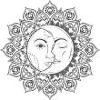 Stickers ethnique design - Sticker ethnique demi lune et soleil zen - ambiance-sticker.com