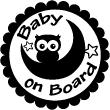 Stickers et Autocollants Voiture - Sticker Hibou, lune et Baby an bord - ambiance-sticker.com