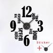 Stickers muraux horloges Anglais et chiffres 12, 3, 6 et 9 - ambiance-sticker.com