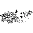 Stickers muraux Animaux - Sticker Oiseaux en plein vol sur branches - ambiance-sticker.com