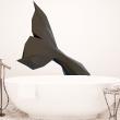 Stickers muraux effet 3D - Sticker origami 3D queue de baleine noir de profil - ambiance-sticker.com