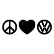 Stickers et Autocollants Voiture - Sticker Paix, amour, Volkswagen - ambiance-sticker.com