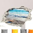 Stickers muraux design - Sticker mural Coquillages, sables, mer bleue - ambiance-sticker.com
