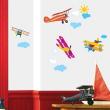Sticker avions colores dans le ciel - Stickers chambres d'enfants. - ambiance-sticker.com