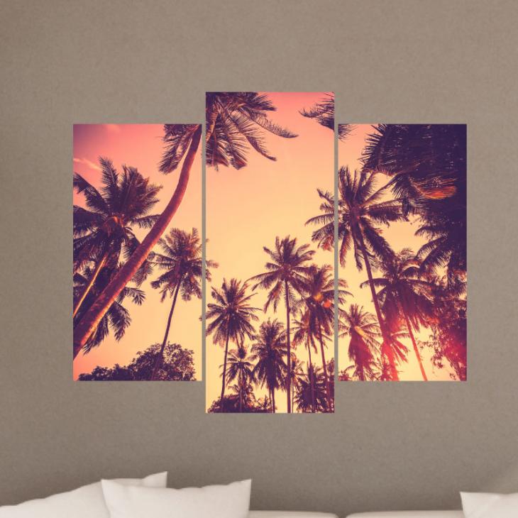 Coucher du soleil entre les palmiers - ambiance-sticker.com