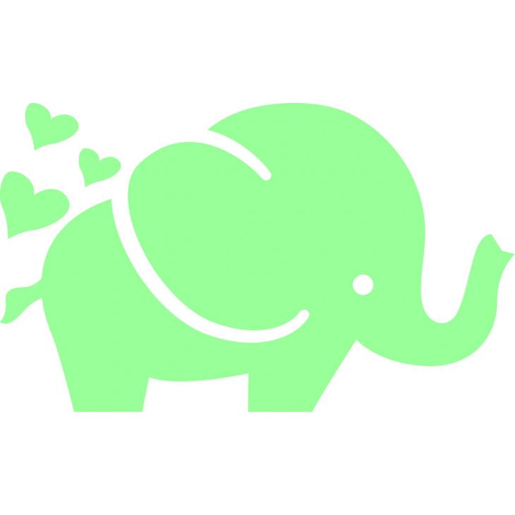 Stickers muraux phosphorescent - Sticker mural Elephant avec des coeurs - ambiance-sticker.com
