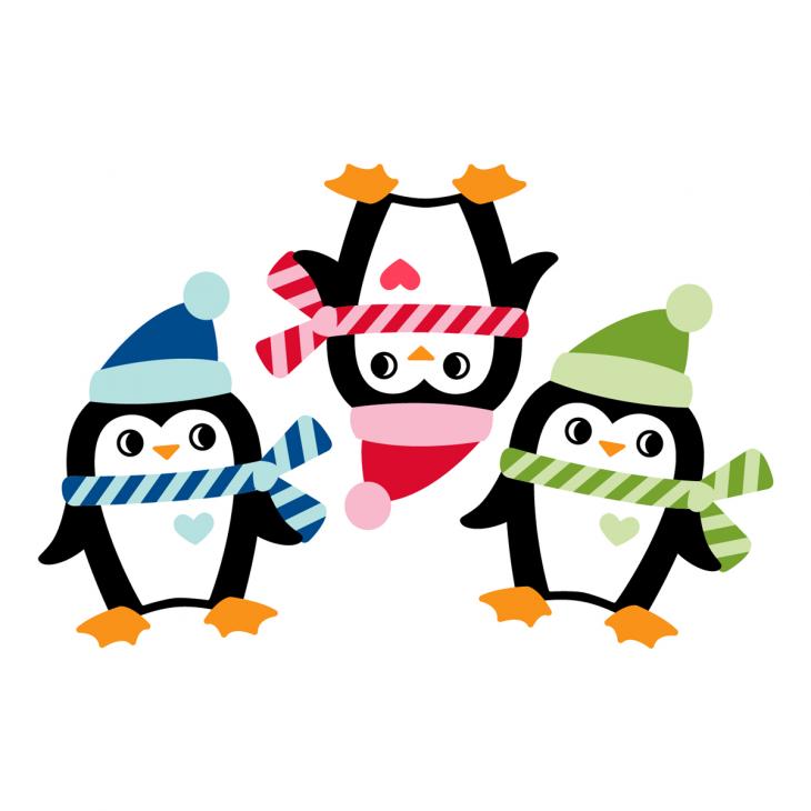 Stickers décoratifs pour Noël - Sticker Pingouins de Noël - ambiance-sticker.com