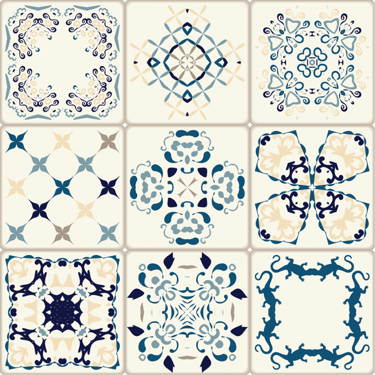 stickers carreaux de ciment - 9 stickers carreaux de ciment azulejos Alfio - ambiance-sticker.com
