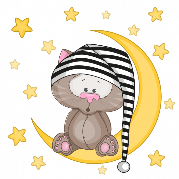 Stickers muraux Animaux - Sticker chat dormeur au clair de la lune - ambiance-sticker.com