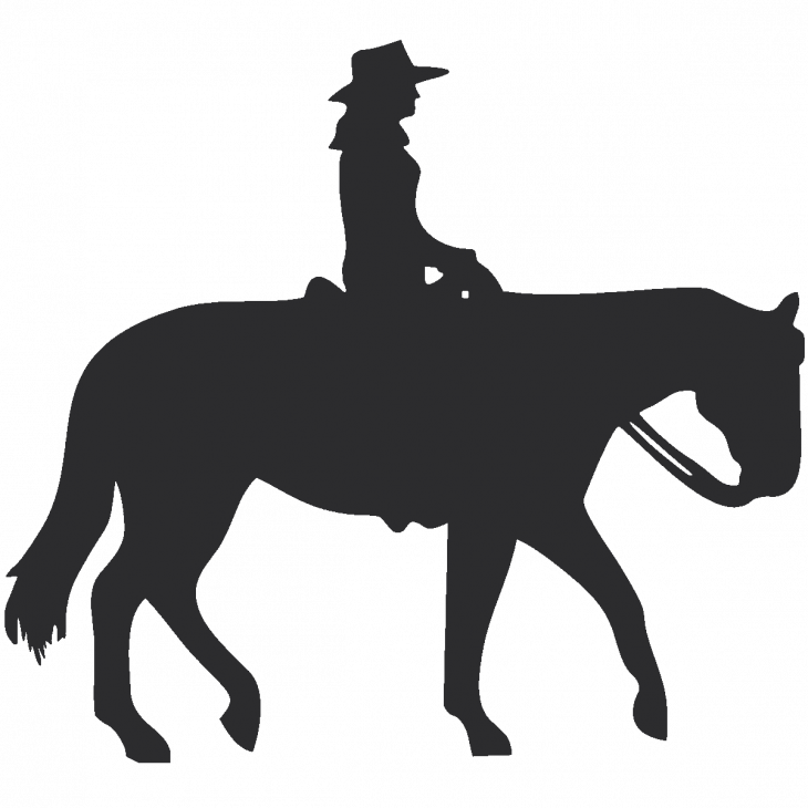 Stickers de silhouettes et personnages - Sticker cowboy cavalière - ambiance-sticker.com