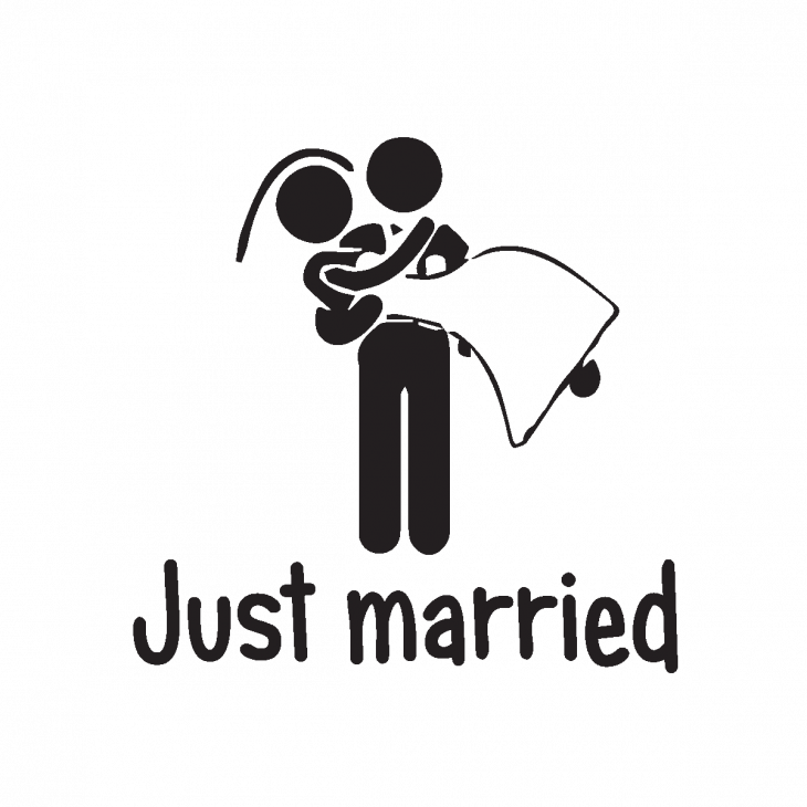 Stickers et Autocollants Voiture - Sticker Just Married - ambiance-sticker.com