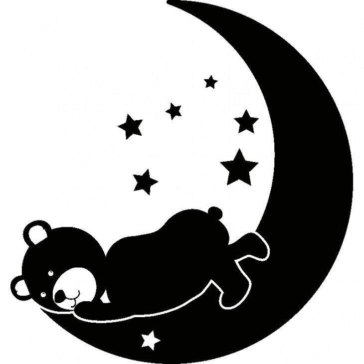 Stickers de silhouettes et personnages - Sticker Ourson dormant sur la lune - ambiance-sticker.com