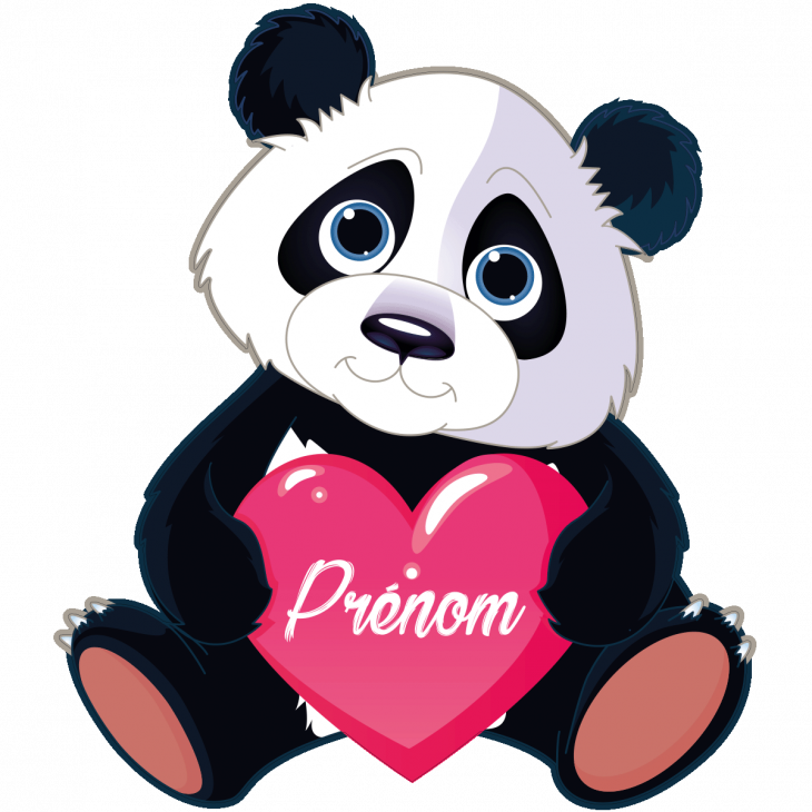 Stickers muraux prénom - Sticker prénom personnalisé panda amoureux - ambiance-sticker.com