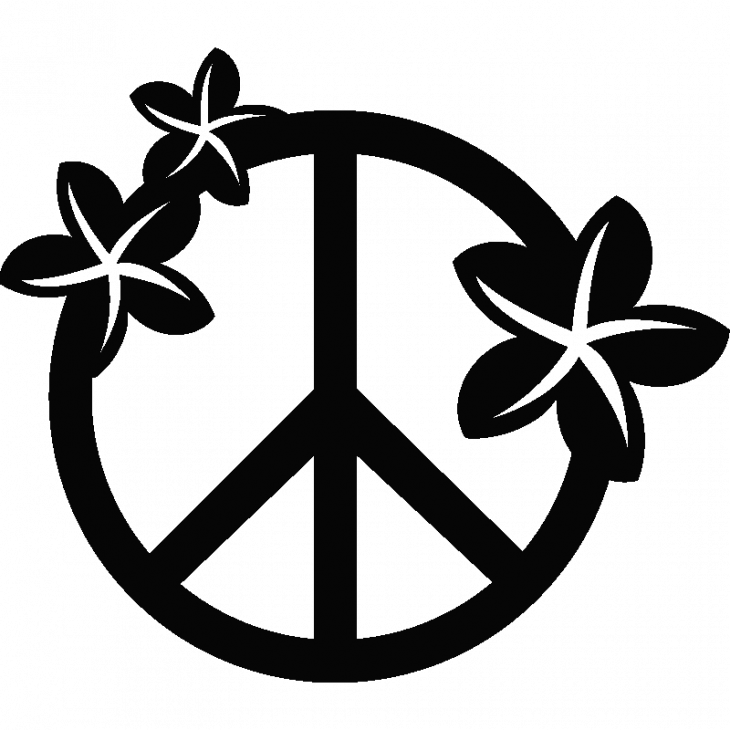 Sticker Signe hippie avec des fleurs - ambiance-sticker.com