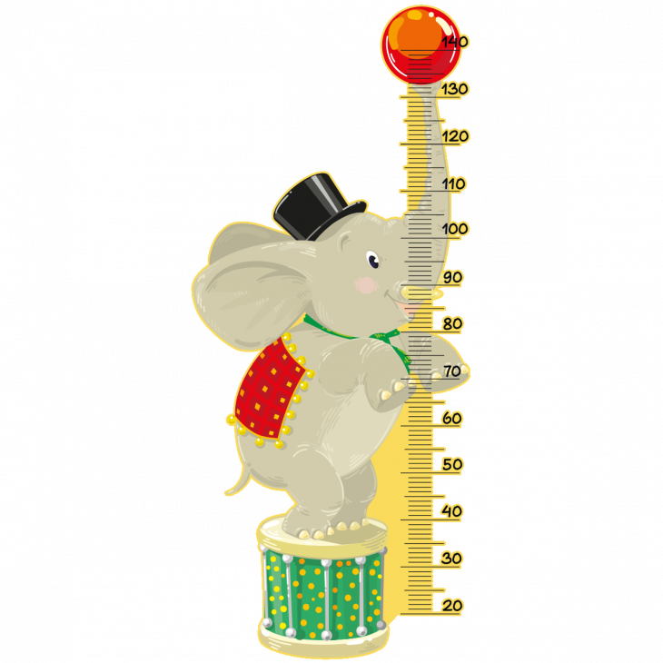 Stickers muraux pour les enfants - Sticker toise éléphant de cirque - ambiance-sticker.com