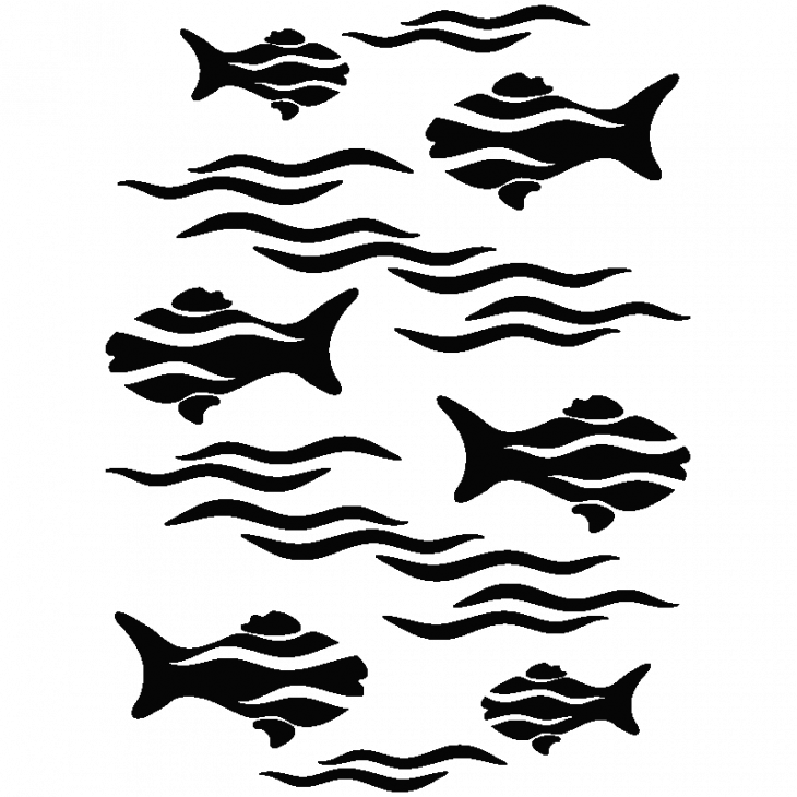 Stickers poissons et vagues - ambiance-sticker.com