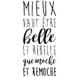 Muurstickers teksten - Muursticker Belle et rebelle - ambiance-sticker.com