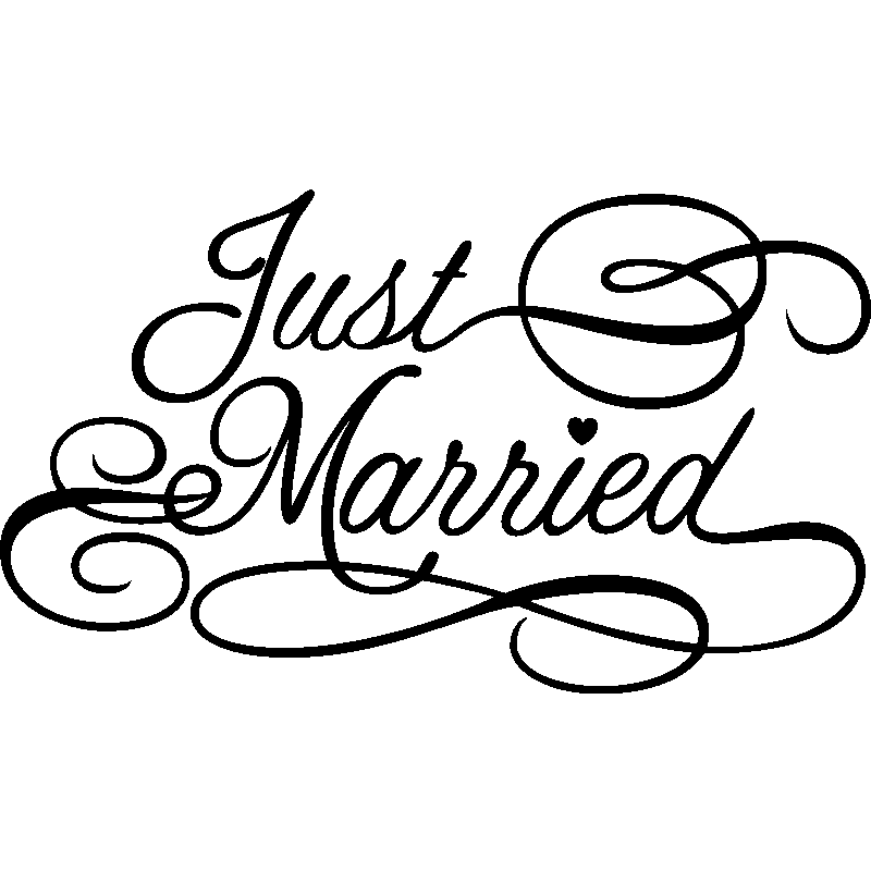 Autocollant Mariage ''Just Married'', Blanc, 33x45cm - Déguiz-fêtes