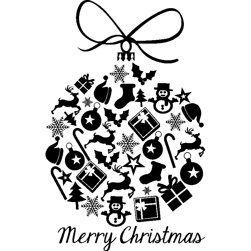 Sticker Noël Boule De Noël Merry Christmas