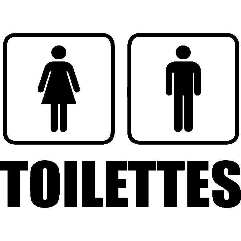 Autocollant Sticker porte toilettes silhouettes homme et femme-Blanc-SE0041