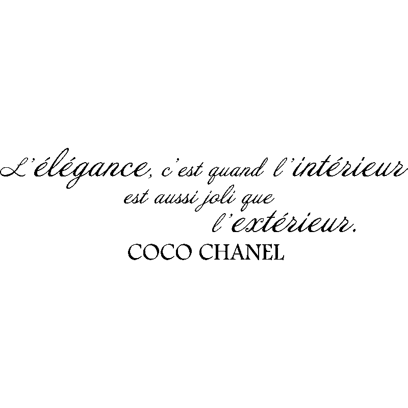 Quote wall sticker fashion l'élégance, c'est  - Coco Chanel – Wall  decals QUOTE WALL STICKERS French - Ambiance-sticker