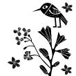 Wandtattoos tiere - Wandtattoo Design Vogel, Blumen und Klee - ambiance-sticker.com